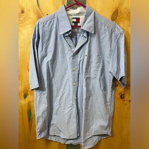 Men's Tommy Hilfiger Blue Short-Sleeve Button-Down Shirt (XL)